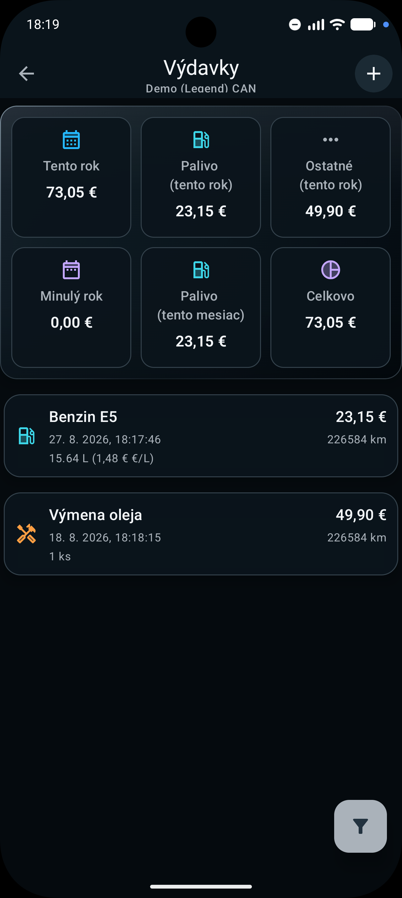 Ausgaben in der Sentrymo-App